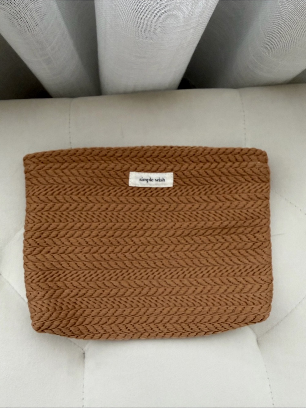 Simple Wish Tan Knit Travel Pouch